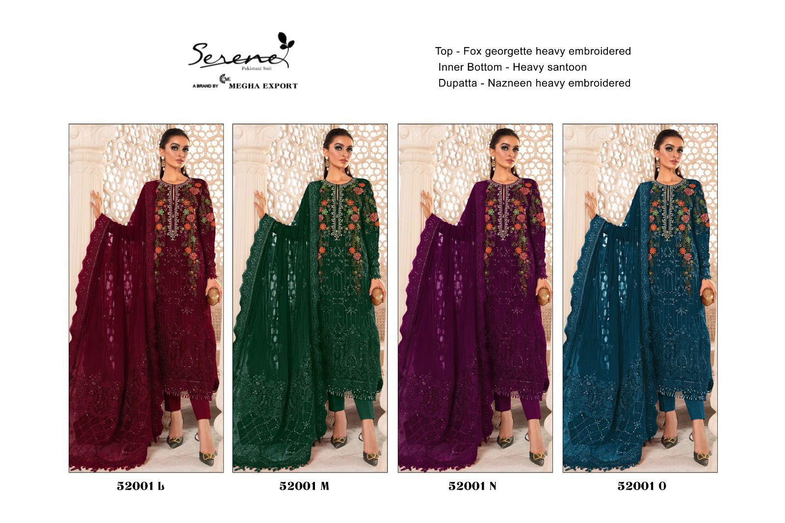 Serine 52001 L To O Fancy Wholesale Pakistani Suits Catalog
